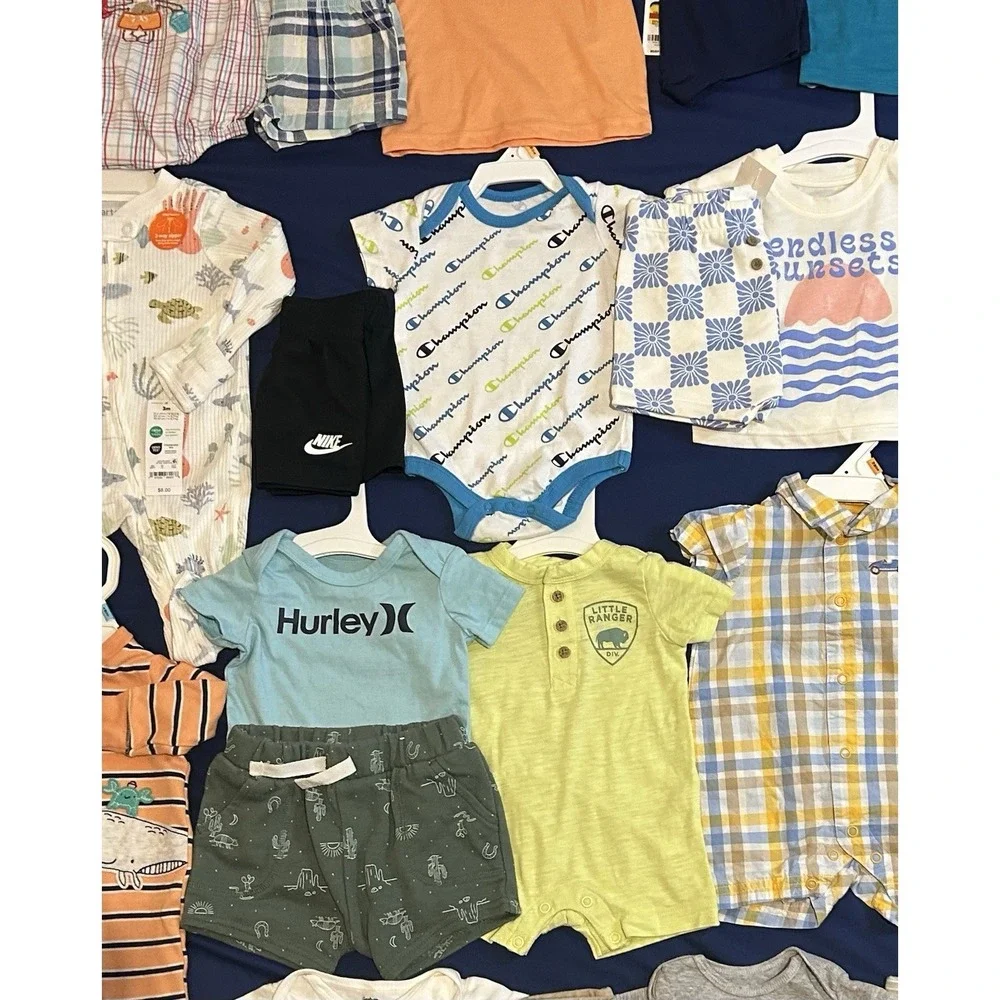 Huge Lot Baby Boys Summer Clothes Newborn 3/6 Months NEW &EC Carters Nike Hurley